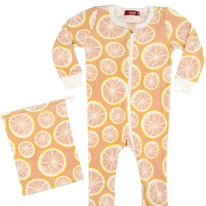 Milkbarn Grapefruit Organic Cotton Zipper Pajama